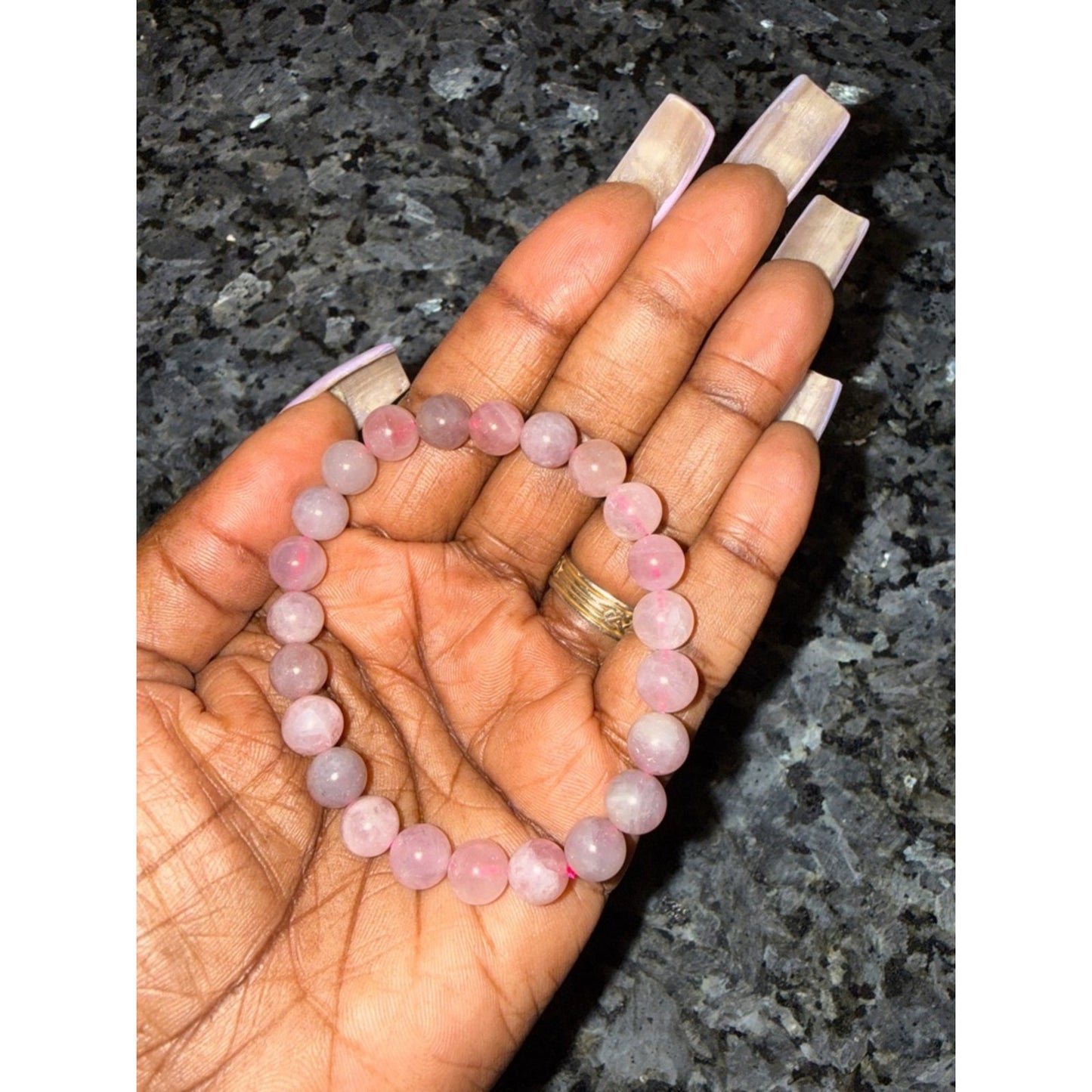 Pink and Purple Amethyst & Rose Quartz Beaded Stretch Bracelet PRICE FOR ONE