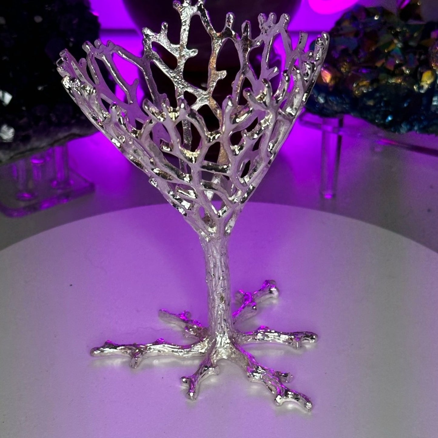 Bird Nest Sphere Holder Stand - Silver Color