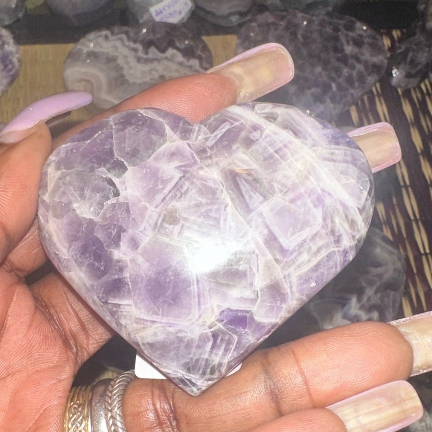 Chevron Dream Amethyst Heart Carvings Column 1, 2, 3, 4 - Price for 1