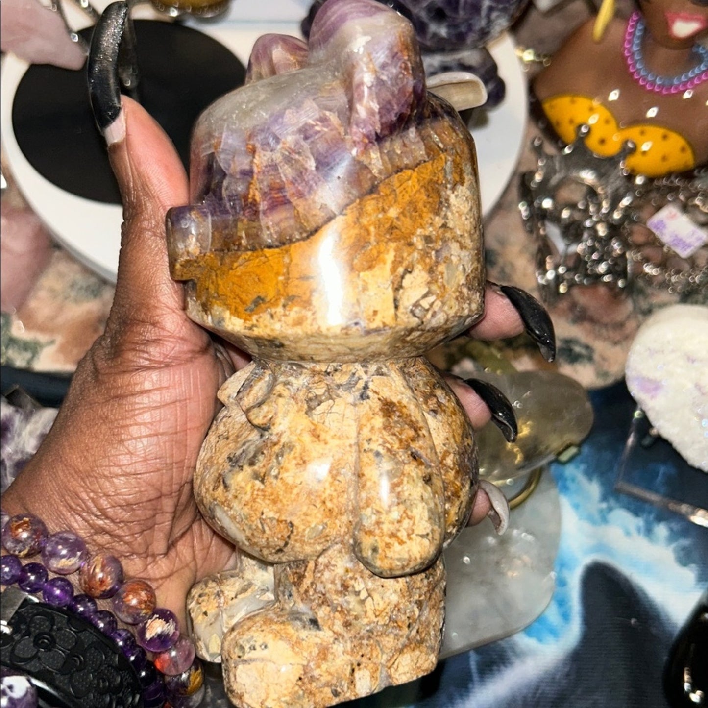Natural Opalized Fluorite Root Stone Bear Custom