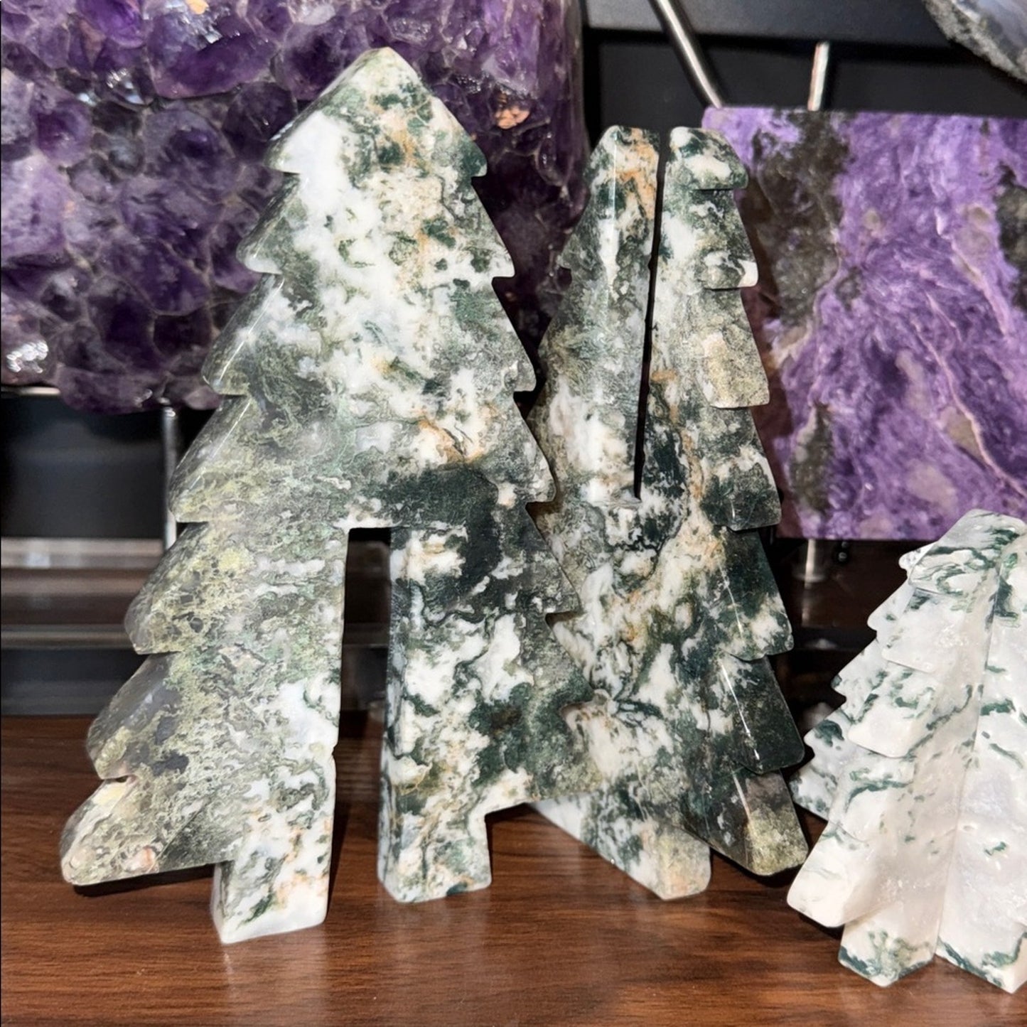 Moss Agate Tree Puzzle set