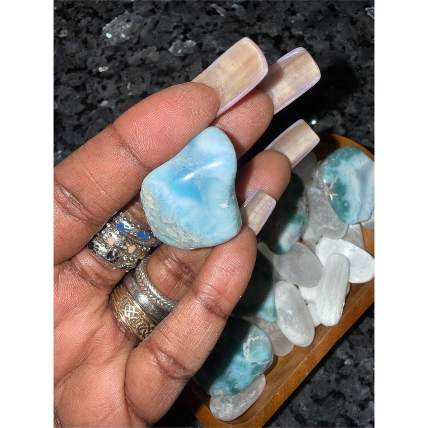 Beautiful Blue-Green Larimar Tumbled Crystals - Grades AAA, AA & A Price for 1