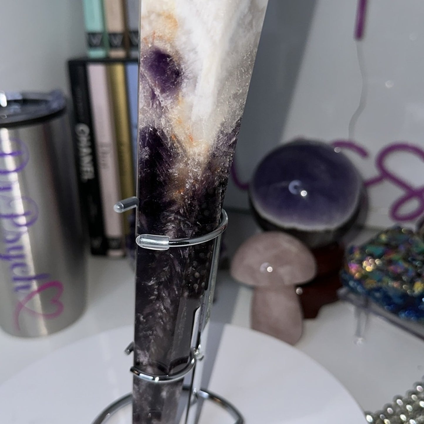 Chevron Amethyst Wand - 12 inches - CHAMYWND12-001