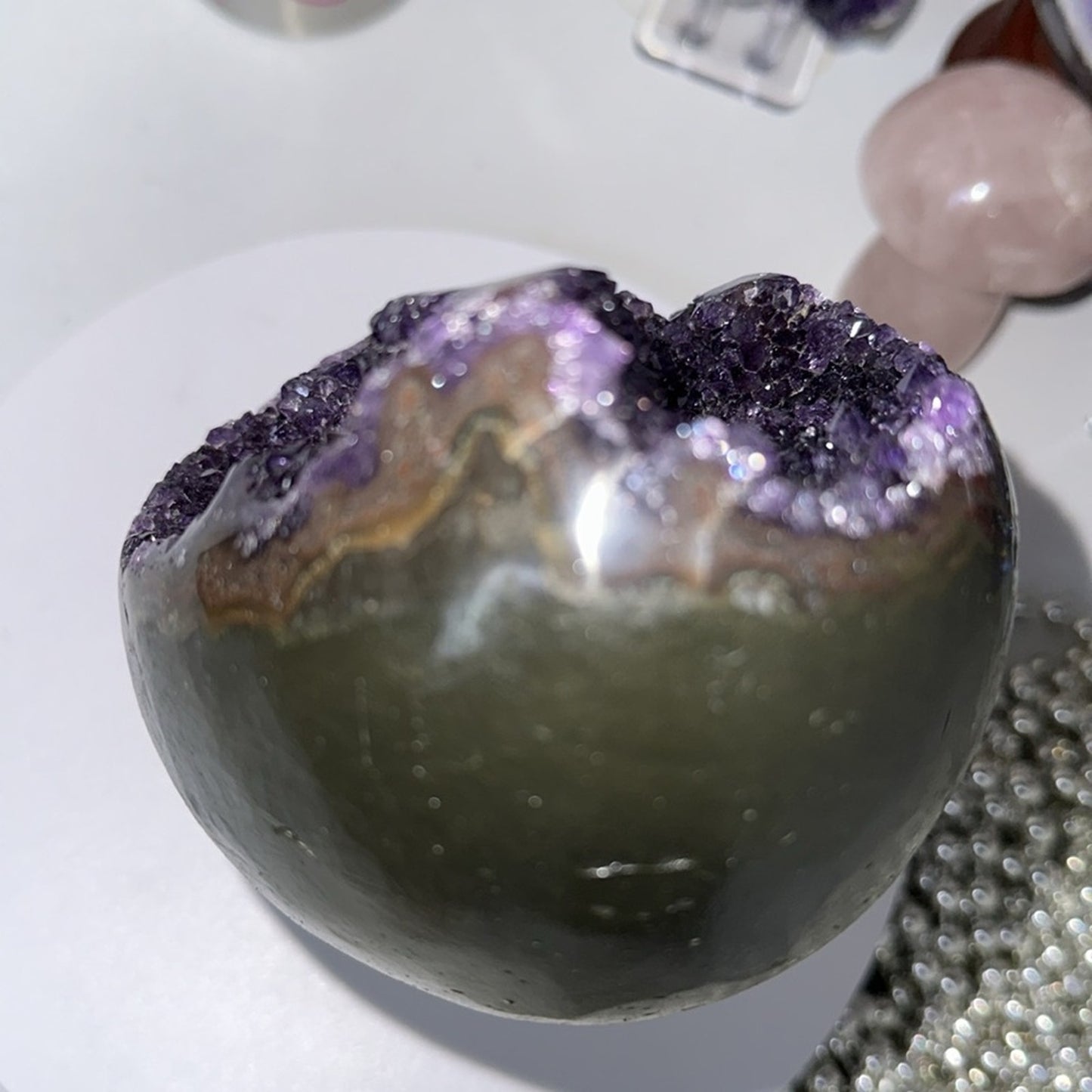 Amethyst Raw Freeform Egg Dinosaur  - DRUZYAMYEGGEYE-001 135MM