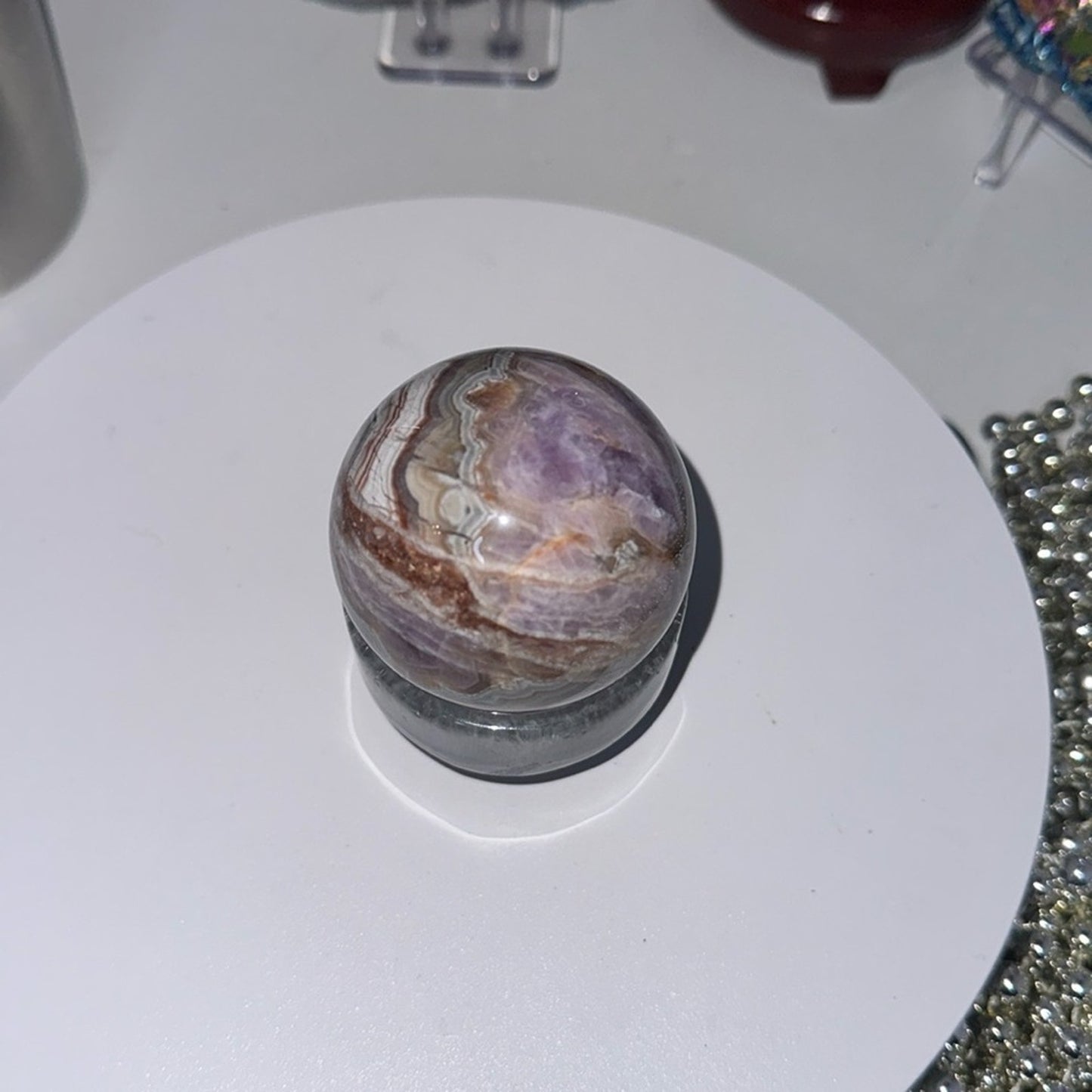 Mexican Lace Agate and Amethyst Sphere - Small 56 MM MXAGAMYSPH-S001