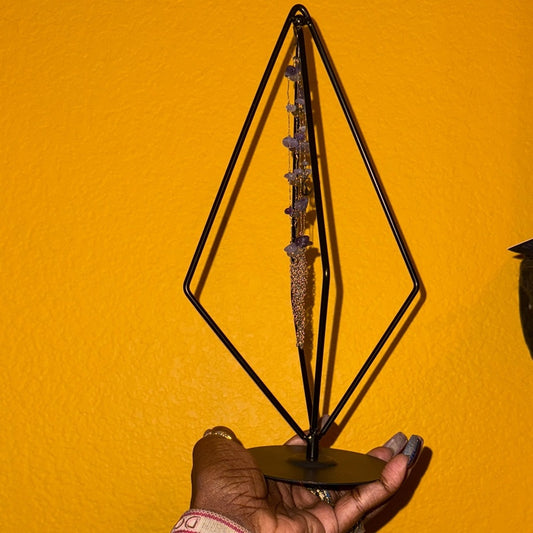 Amethyst Chips Black Geometric Sphere Holder & Sphere! 🌹🌹