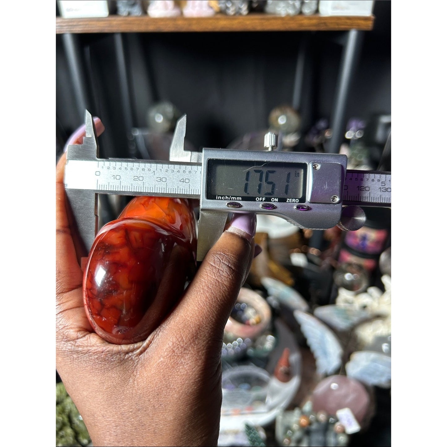 Polished Carnelian Agate Heart Gemstone Sculpture on Metal Stand - PRICE FIRM