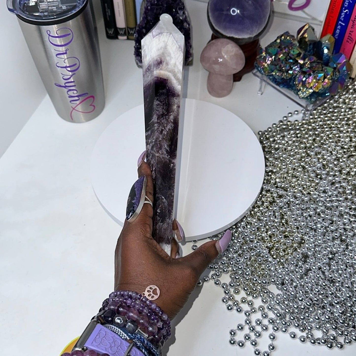 Chevron Amethyst Wand - 13 1/8 inches - CHAMYWND1318-001