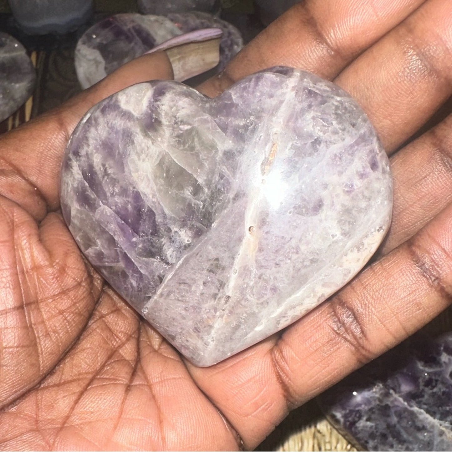 Chevron Dream Amethyst Heart Carvings Column 1, 2, 3, 4 - Price for 1