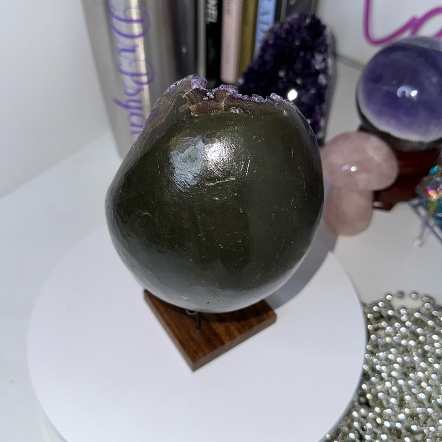 Amethyst Raw Freeform Egg Dinosaur  - DRUZYAMYEGGEYE-001 135MM