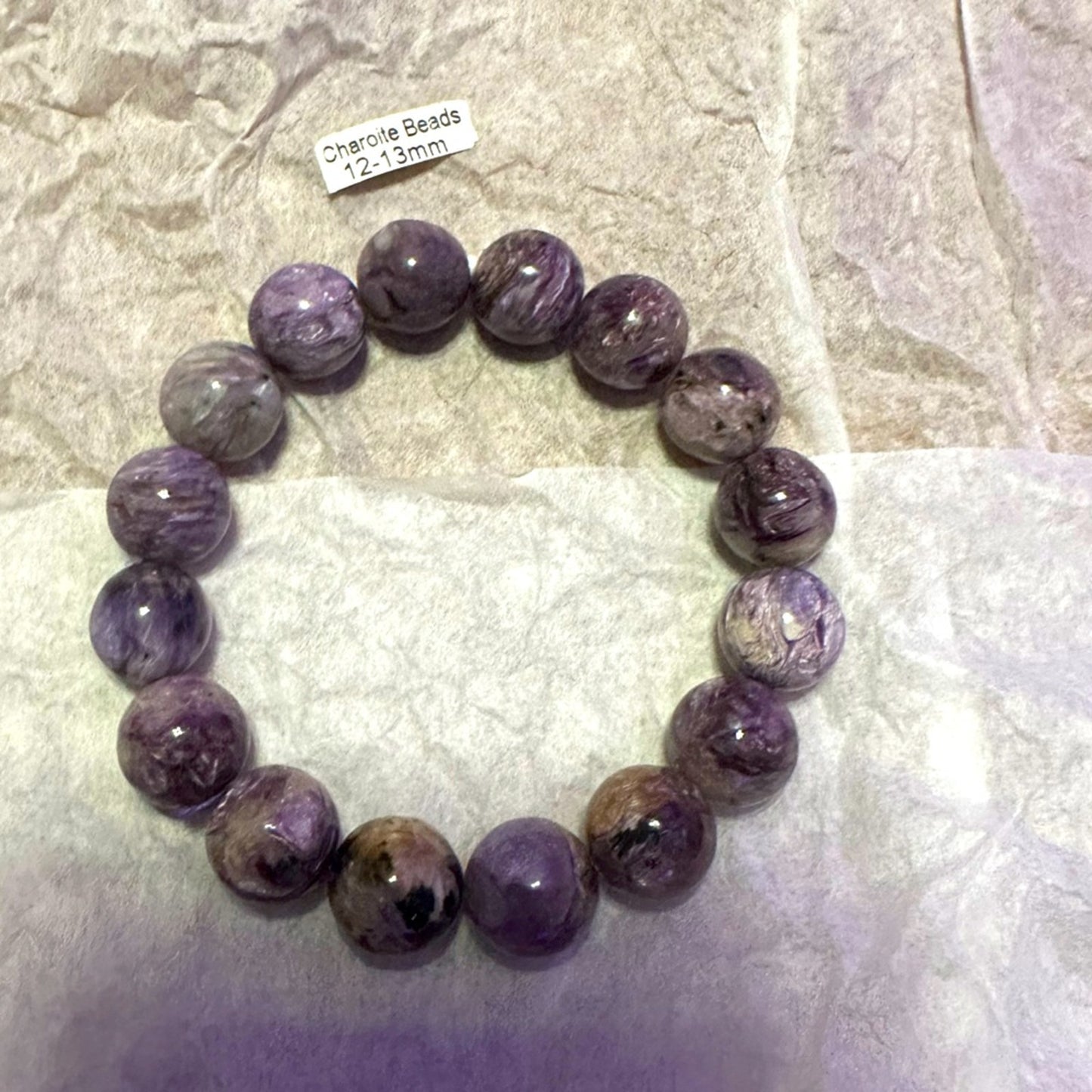 Charoite Natural Stone Bracelet Approx. 12-13 MM, 2.5” wrist CHAROITEBRC-001