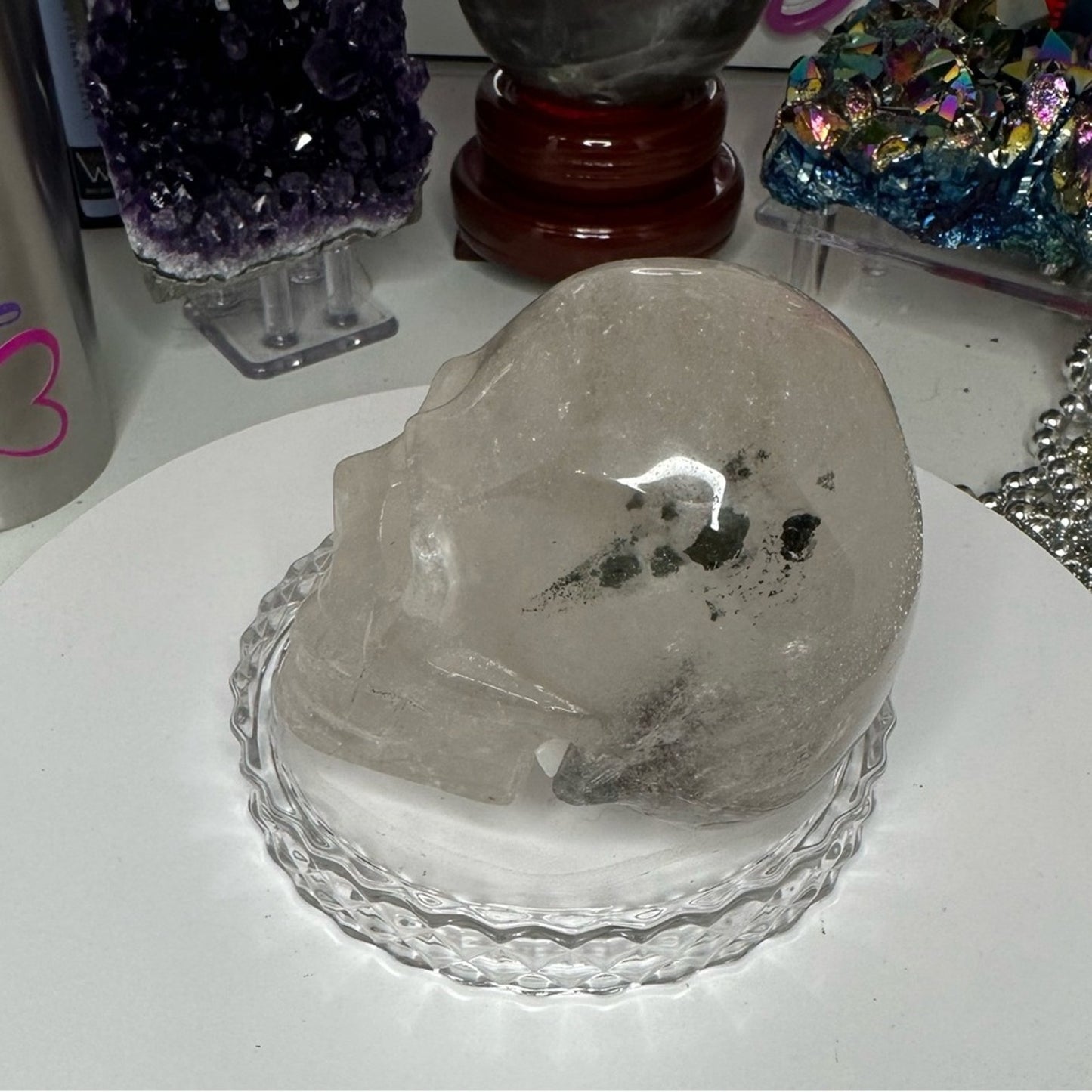 Garden Quartz and Mini Flower Agate Skulls - GQFASKULLS-001