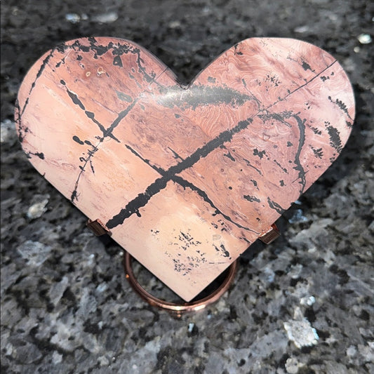 Pink Picture Jasper Heart & Stand Set - PINKPJHEART-001