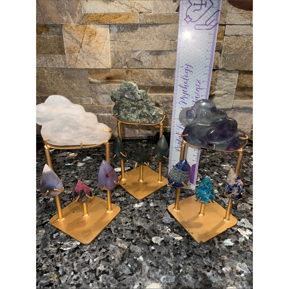 Crystal Cloud and Raindrops Set 7” tall - Price for 1 set