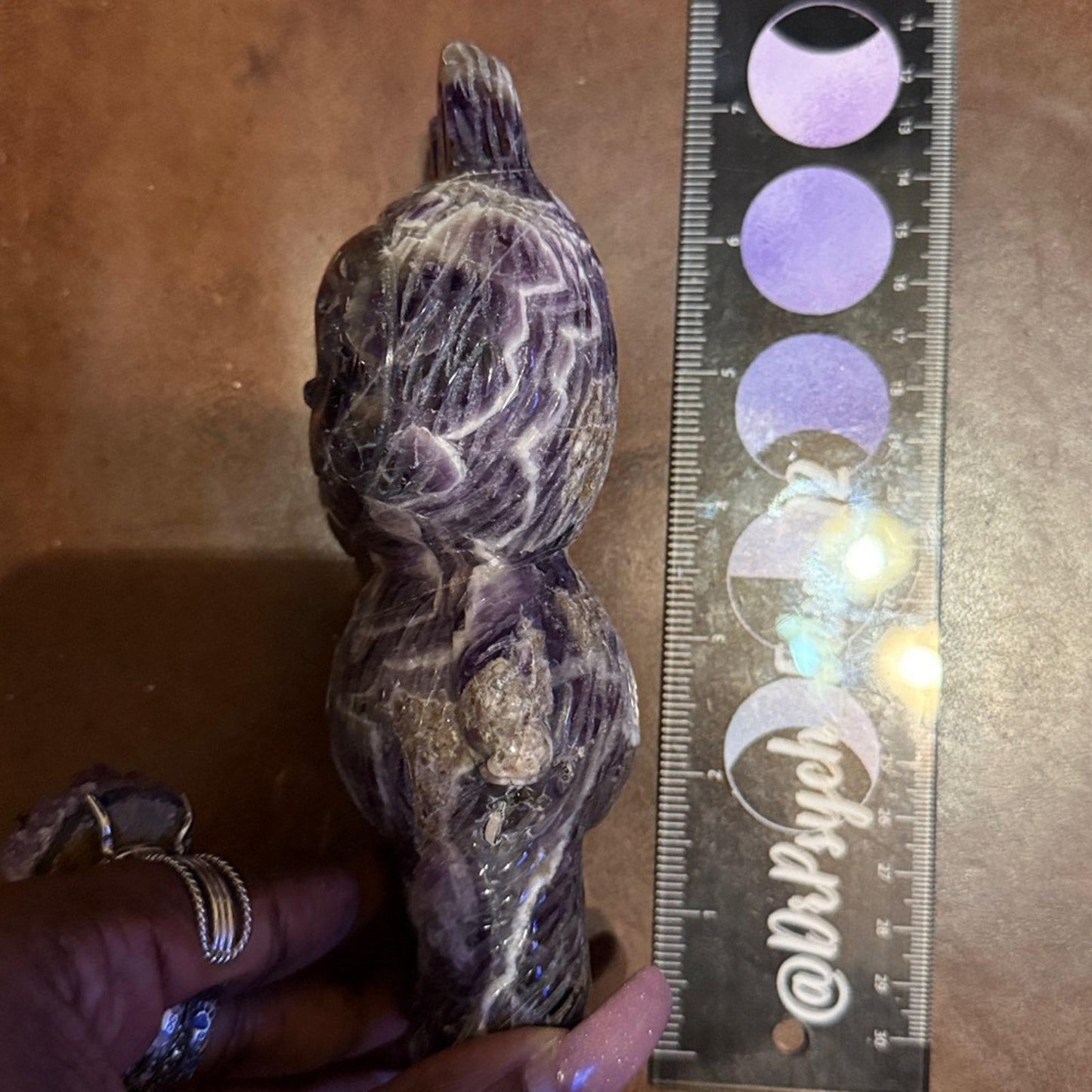 Labubu Crystal Dream Amethyst 6.5” approximately custom carving B