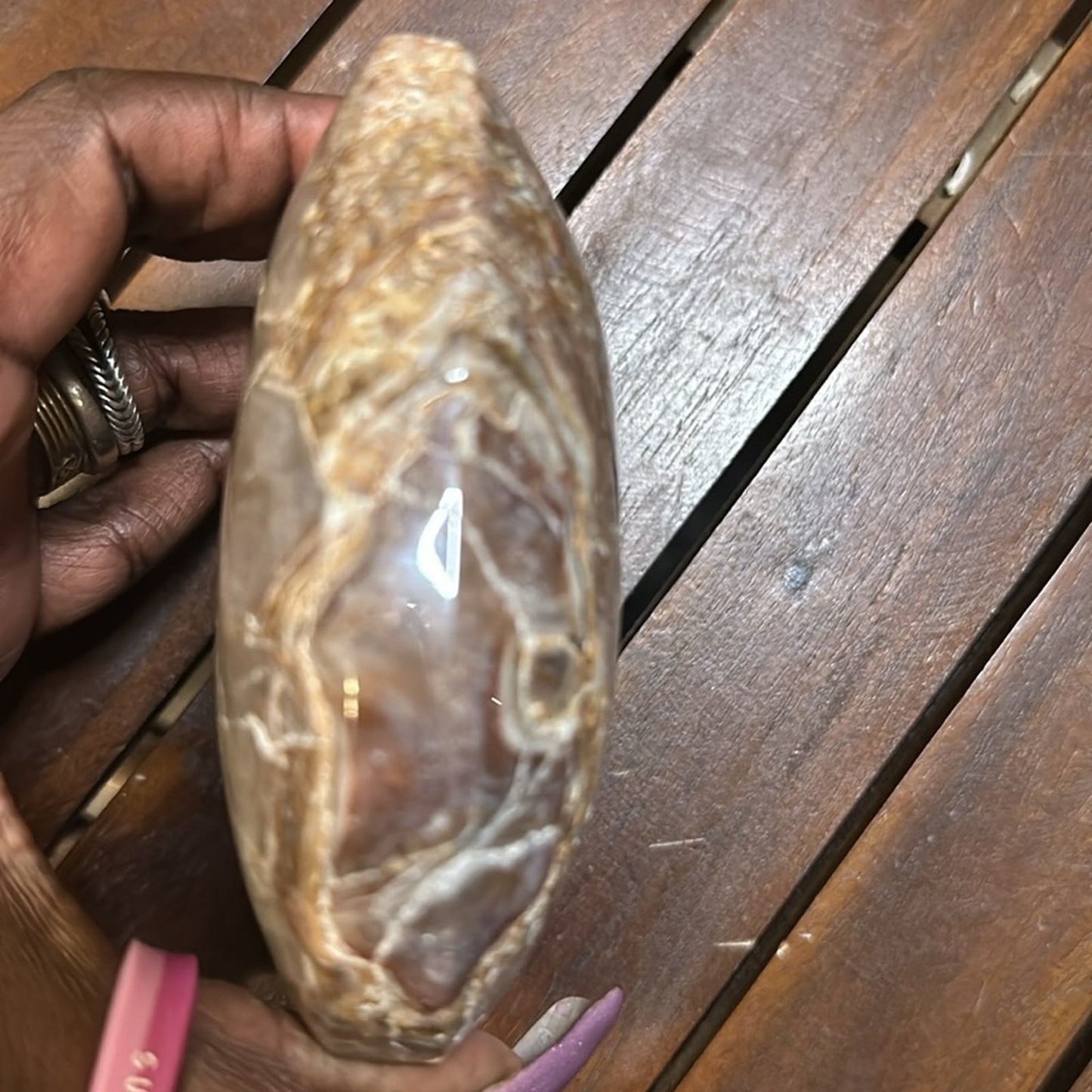 Mexican Lace Agate and Amethyst Heart - MCAMYHRT 619g 4.50”