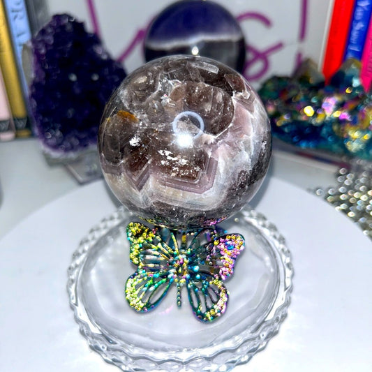 Dream Chevron Amethyst and Quartz Sphere 69-71MM CHAMYSPH-002