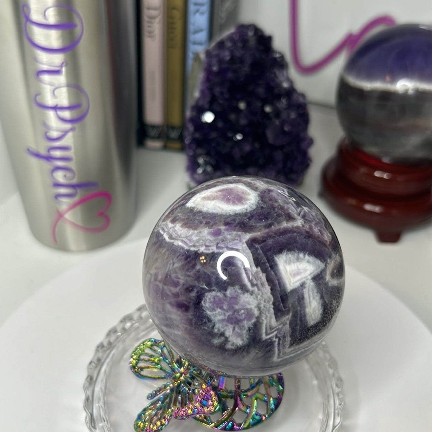 Dream Chevron Amethyst Sphere 71MM CHAMYSPH-001