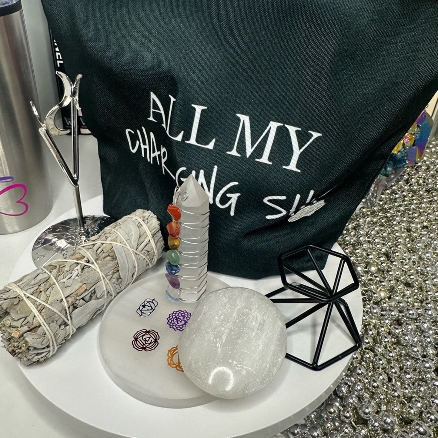 DrPsych_Faves12! Charge & Cleanse Crystal Starter Kit! Black bag. 🌹🌹🤍🤍