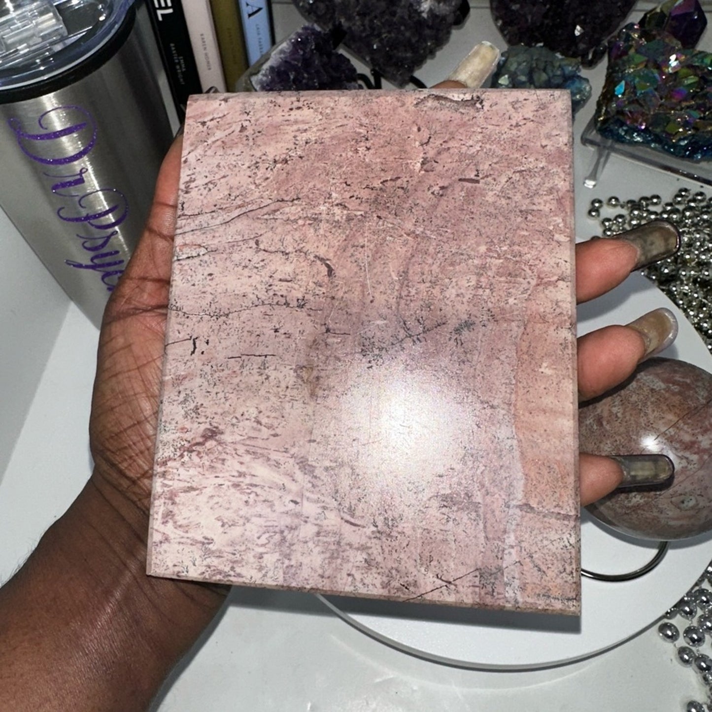 Pink Picture Jasper Slab & Sphere Set - PINKPJSLBSPHSET-001