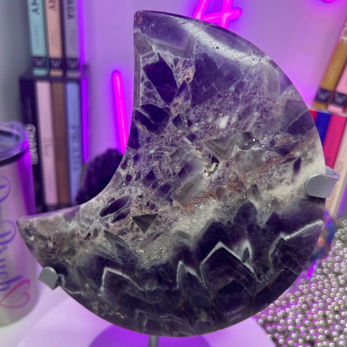 Chevron Dream Amethyst Crescent Moon plate - CHAMYMOON-SML 99.5MM 621g