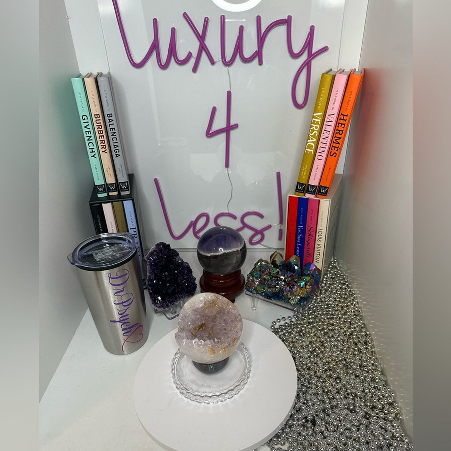 Amethyst (Clear-Pink-Lavender) Sphere w/Agate ~ 85MM AMAGSP001