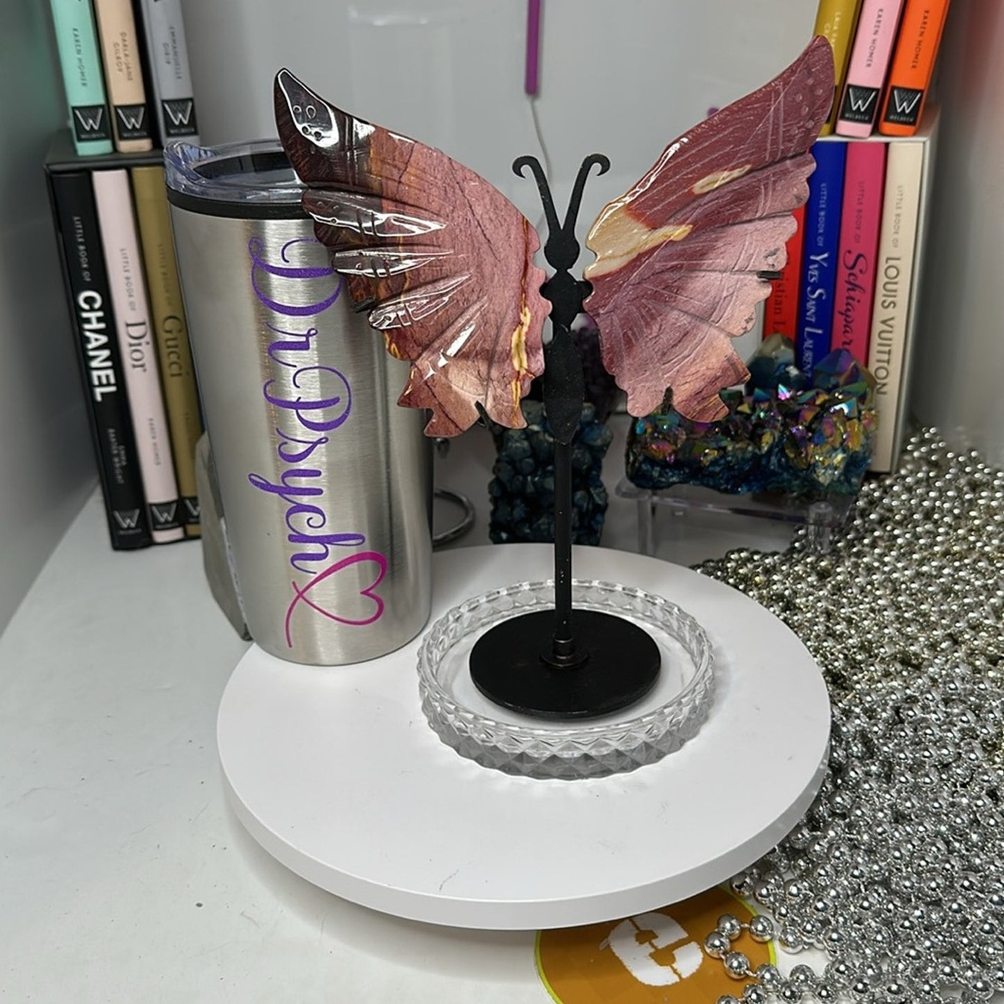 Mookaite custom Butterfly Pink Purple carving #168