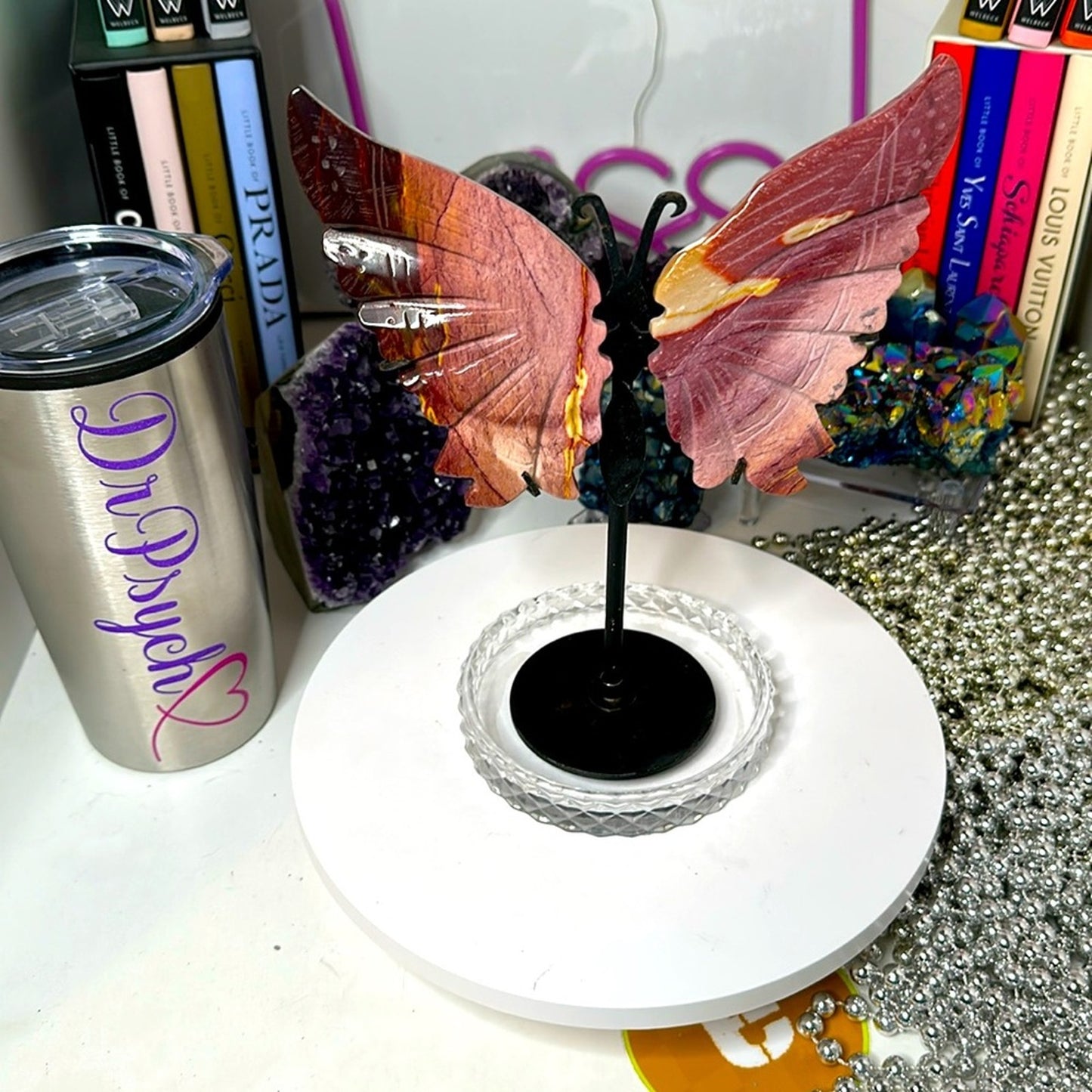 Mookaite custom Butterfly Pink Purple carving #168