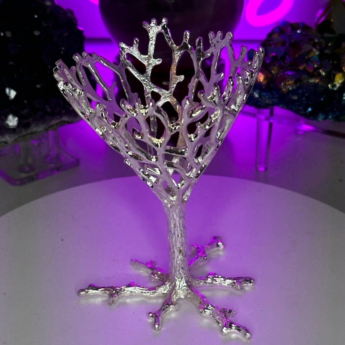 Bird Nest Sphere Holder Stand - Silver Color