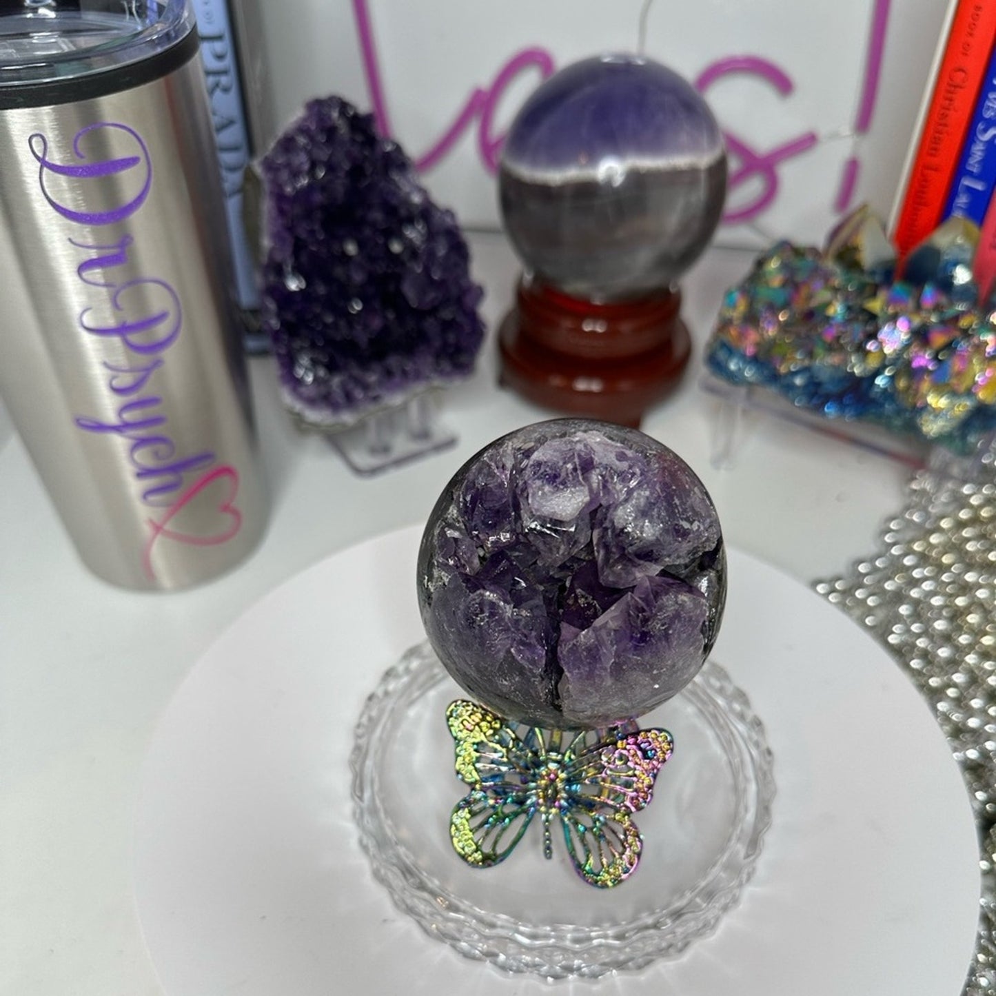 Brazilian Amethyst “Purple Ice” Druzy Small Sphere - 65.54MM - BRAMYSPH-001