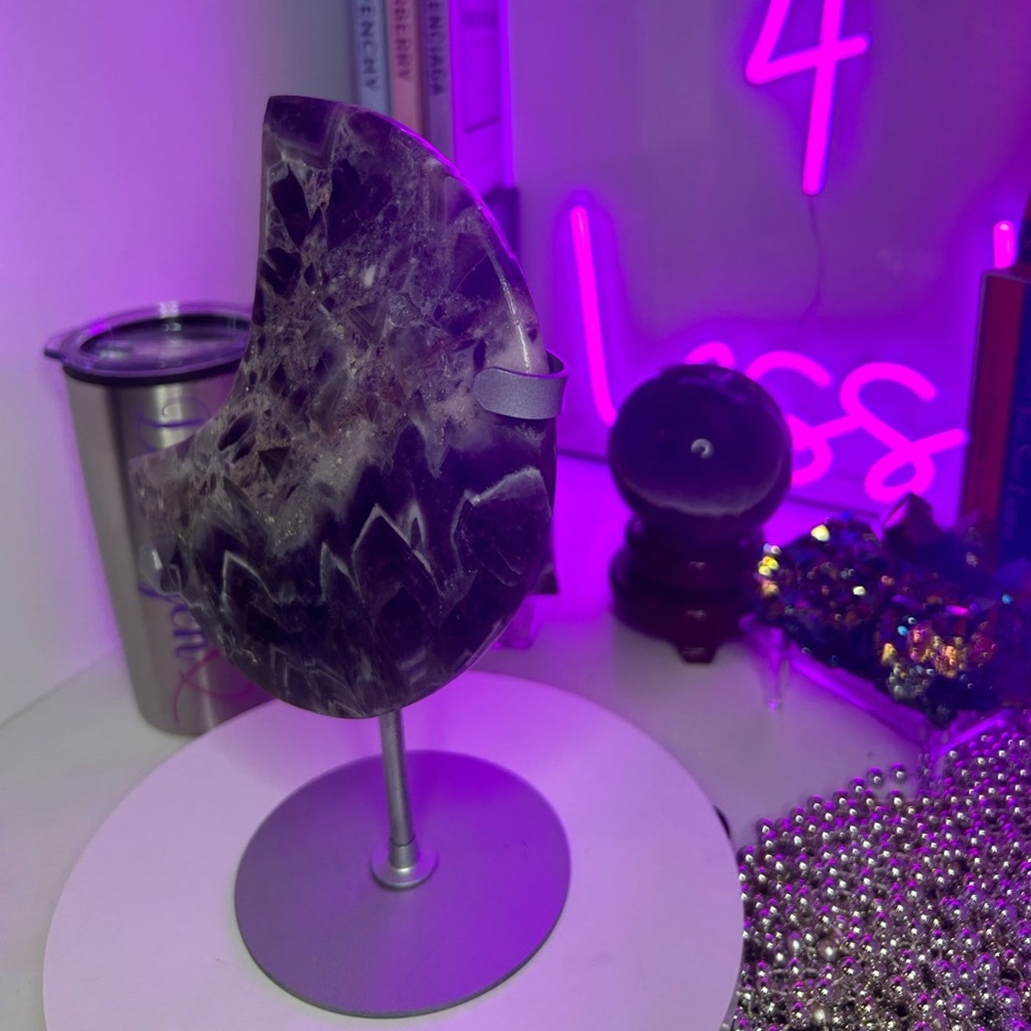 Chevron Dream Amethyst Crescent Moon plate - CHAMYMOON-SML 99.5MM 621g