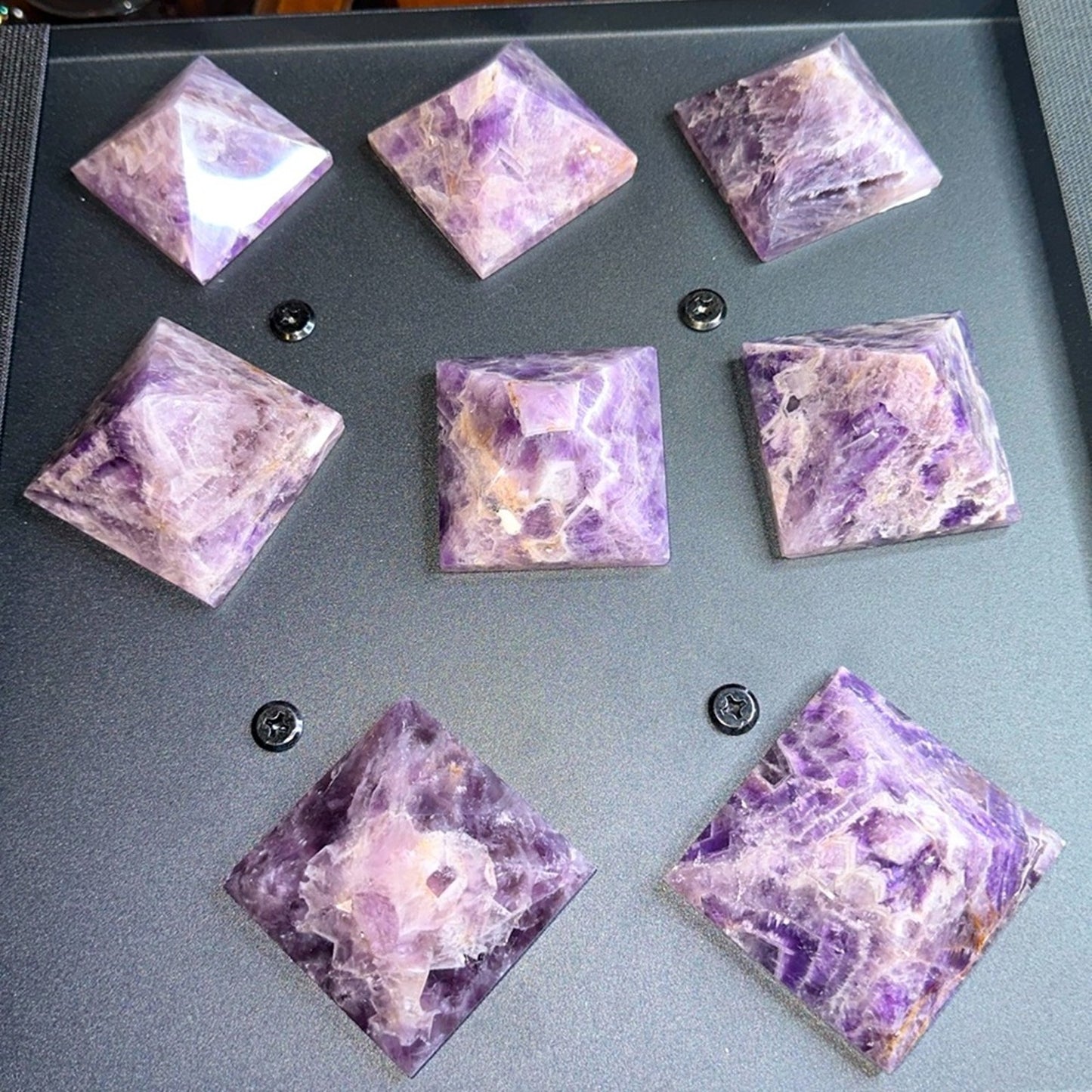 Chevron Dream Amethyst Pyramid Carvings Columns 1, 2, 3 - Price for 1