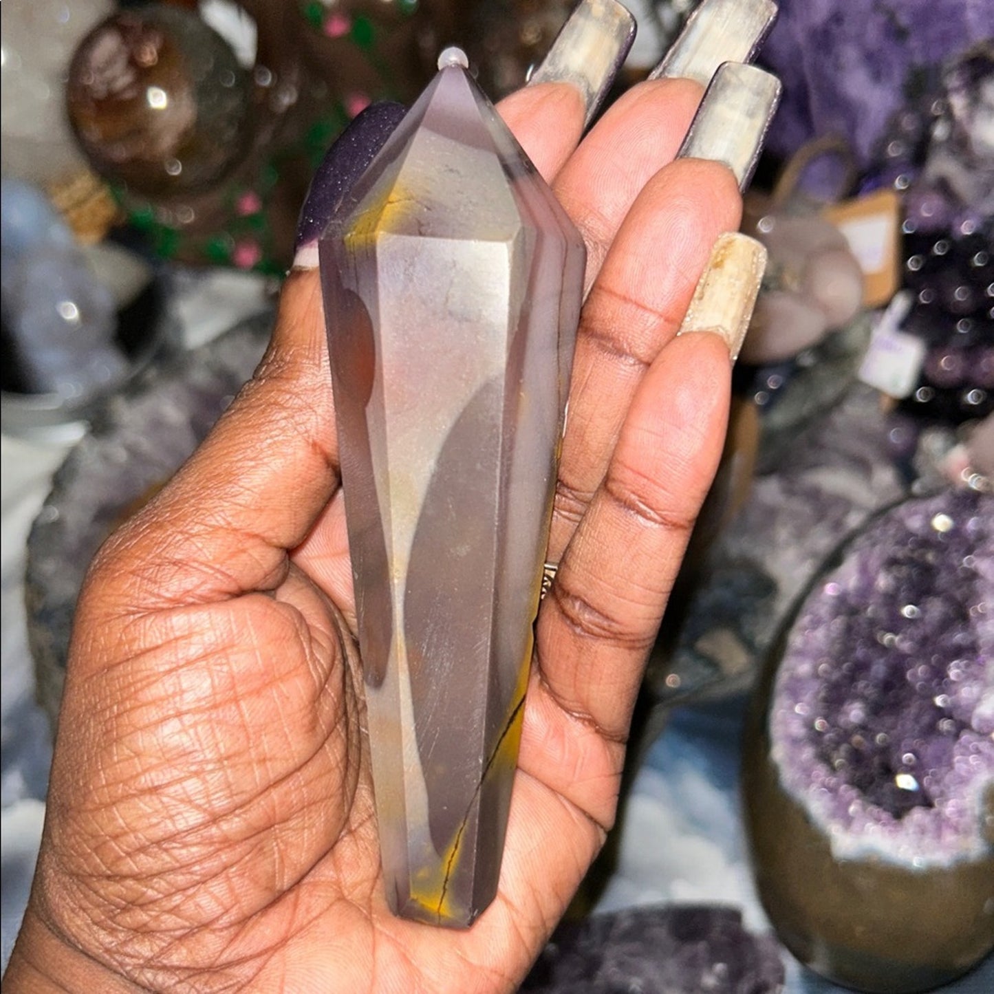 Mookaite Purple and Yellow Crystal Wand Point