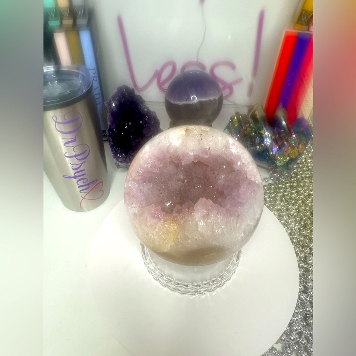 Amethyst Large Points Agate Sphere - 117MM AMAGLGSP002