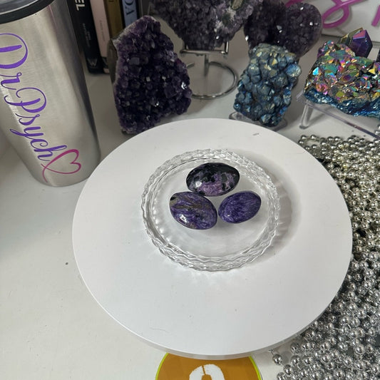 Charoite Natural Stone Cabochon Palm stone Set of 3 CHARCAB-SET3