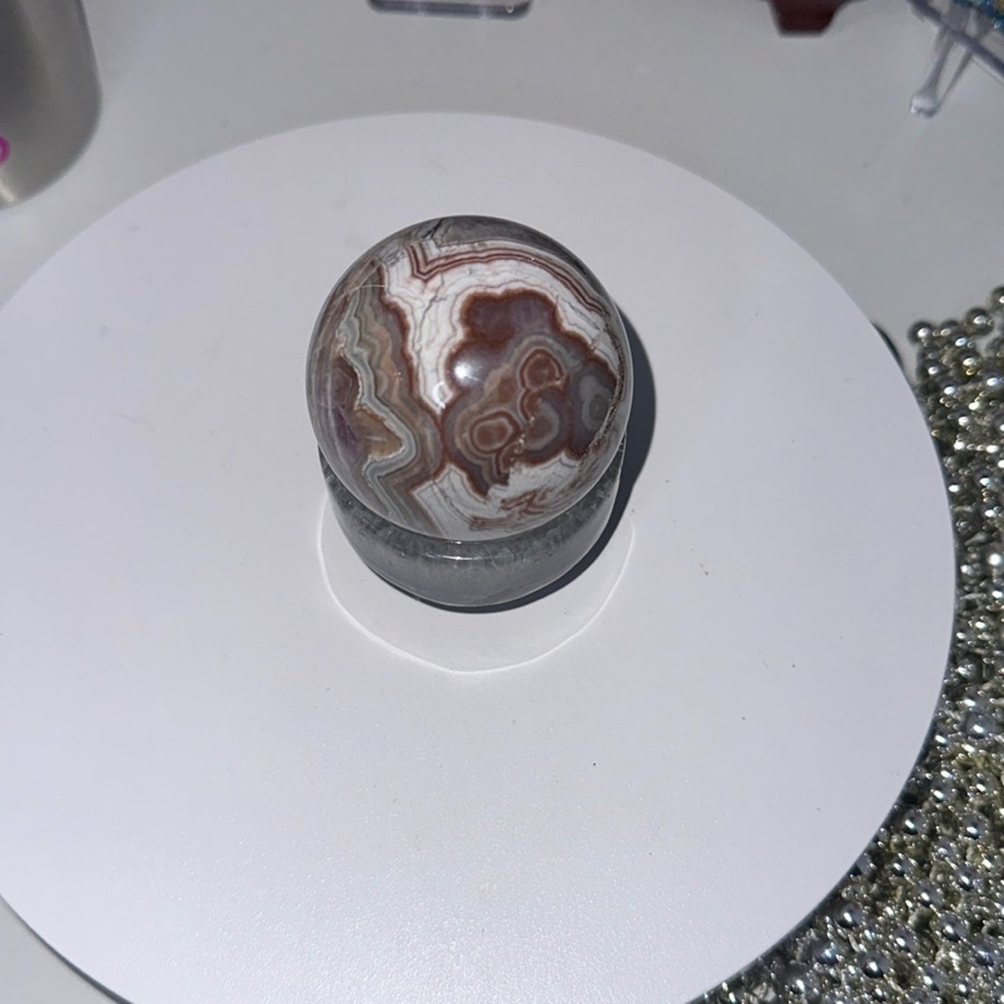 Mexican Lace Agate and Amethyst Sphere - Small 56 MM MXAGAMYSPH-S001