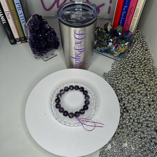 Amethyst - Dream/Chevron Natural Stone Bracelet Approx 12MM, 2.5” CHAMYBRC001