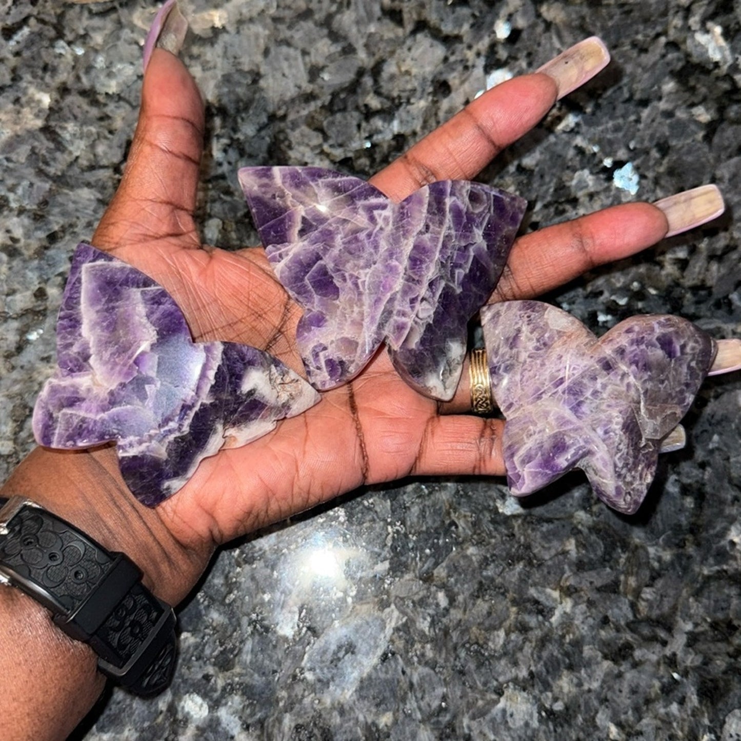 Dream Amethyst Butterfly Set of 3 - Sphere holder 🦋