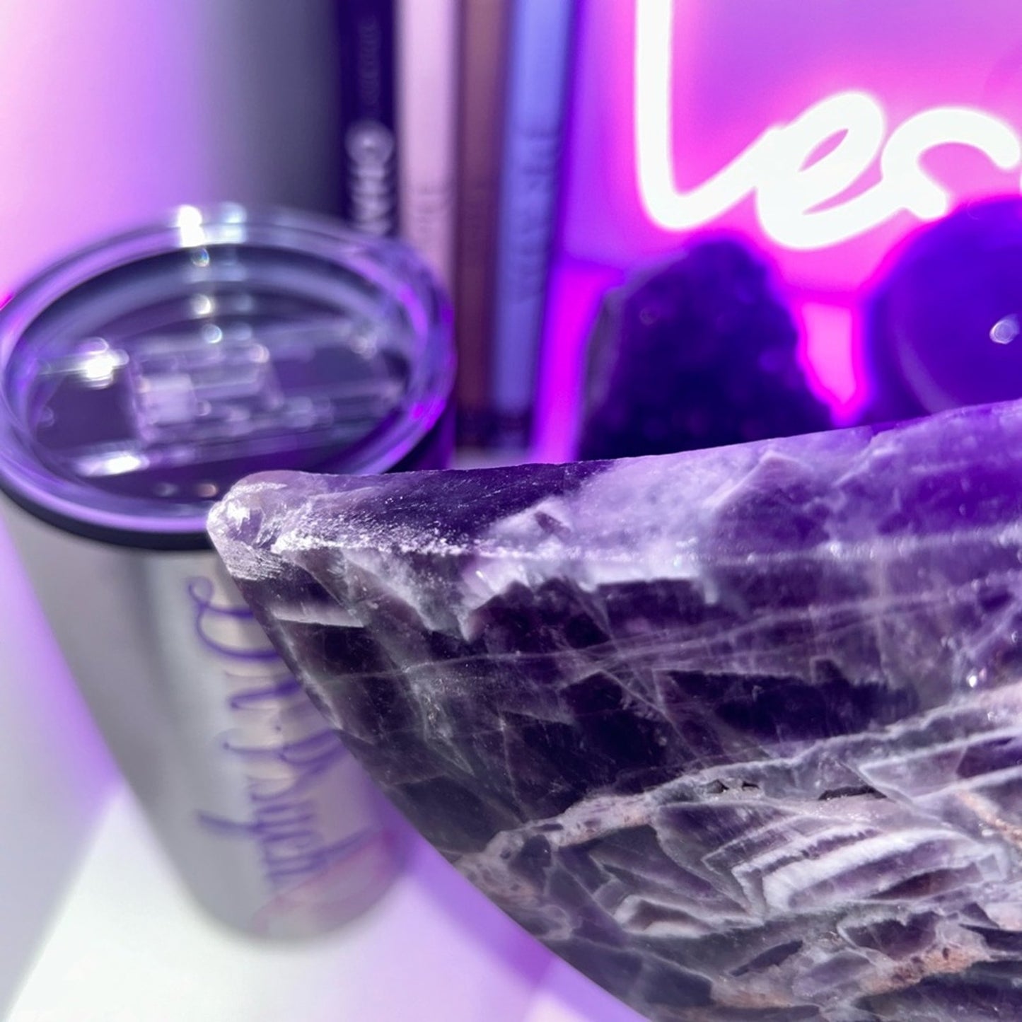 Chevron Dream Amethyst Crescent Moon plate - CHAMYMOON-LRG  123MM 1331g