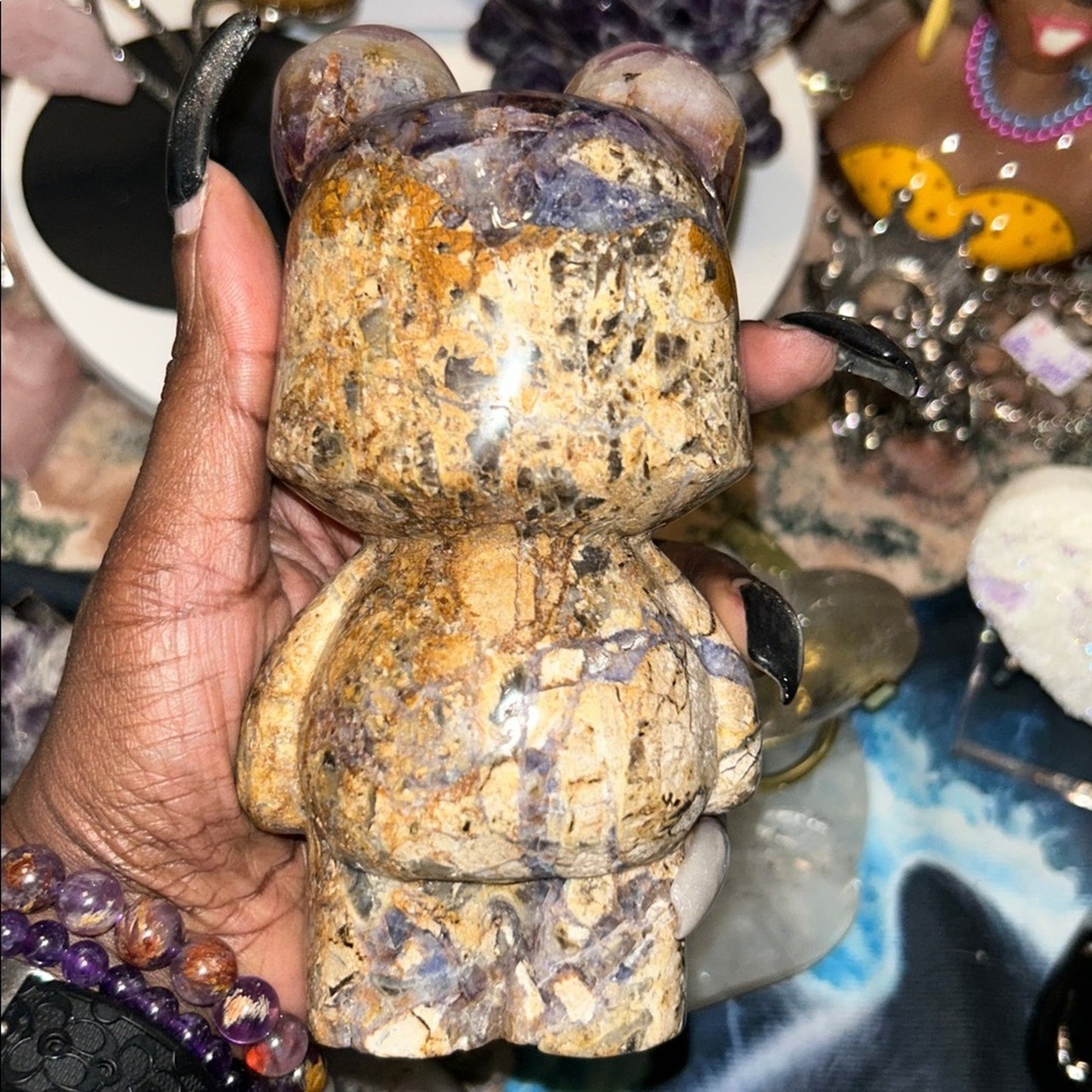 Natural Opalized Fluorite Root Stone Bear Custom