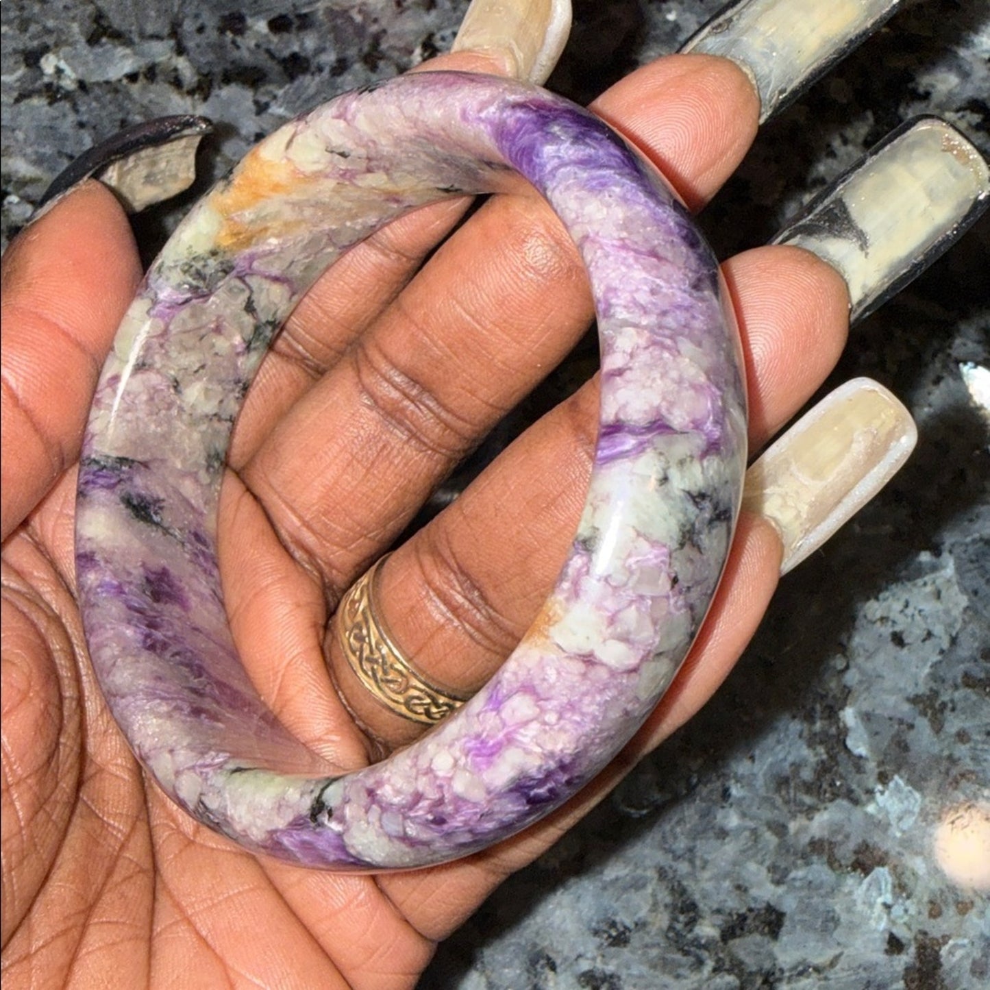 Charoite Bangle Bracelet 59MM (2.32”) Natural Stone