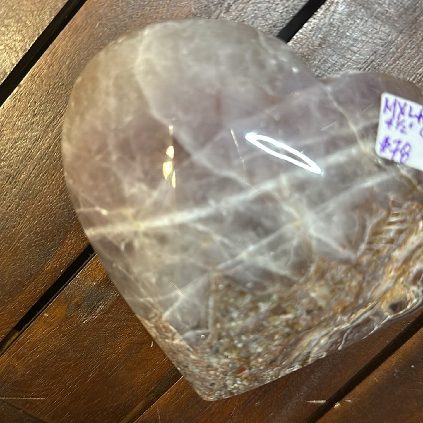 Mexican Lace Agate and Amethyst Heart - MCAMYHRT 619g 4.50”