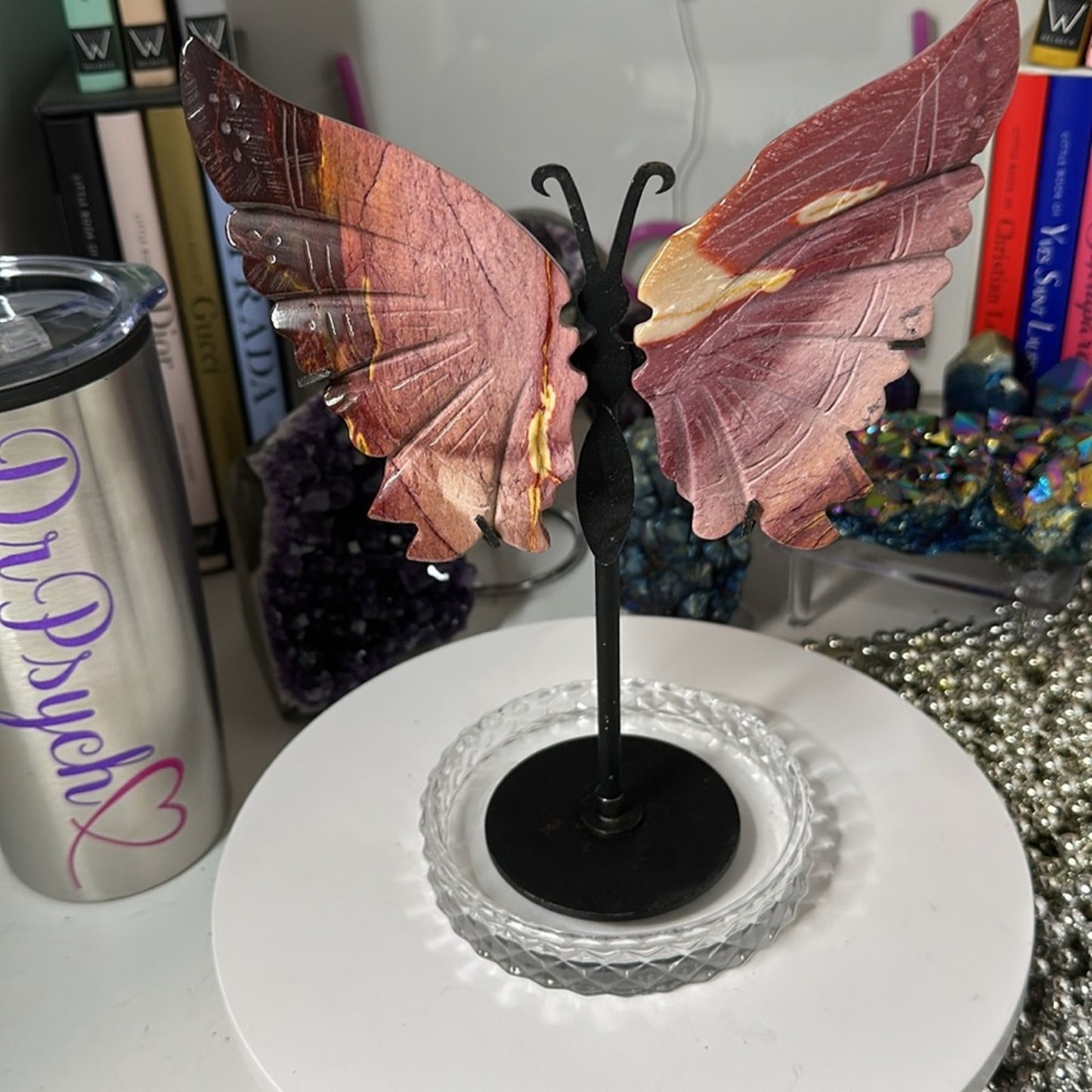 Mookaite custom Butterfly Pink Purple carving #168