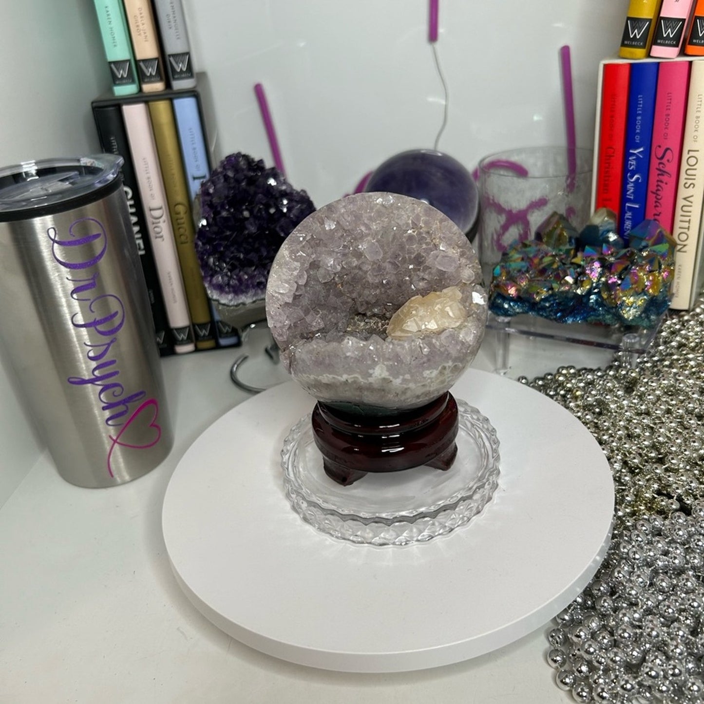 Wood - Crystals Rocks Precious Gem Sphere Holder Stand - Mahogany Cherry Color