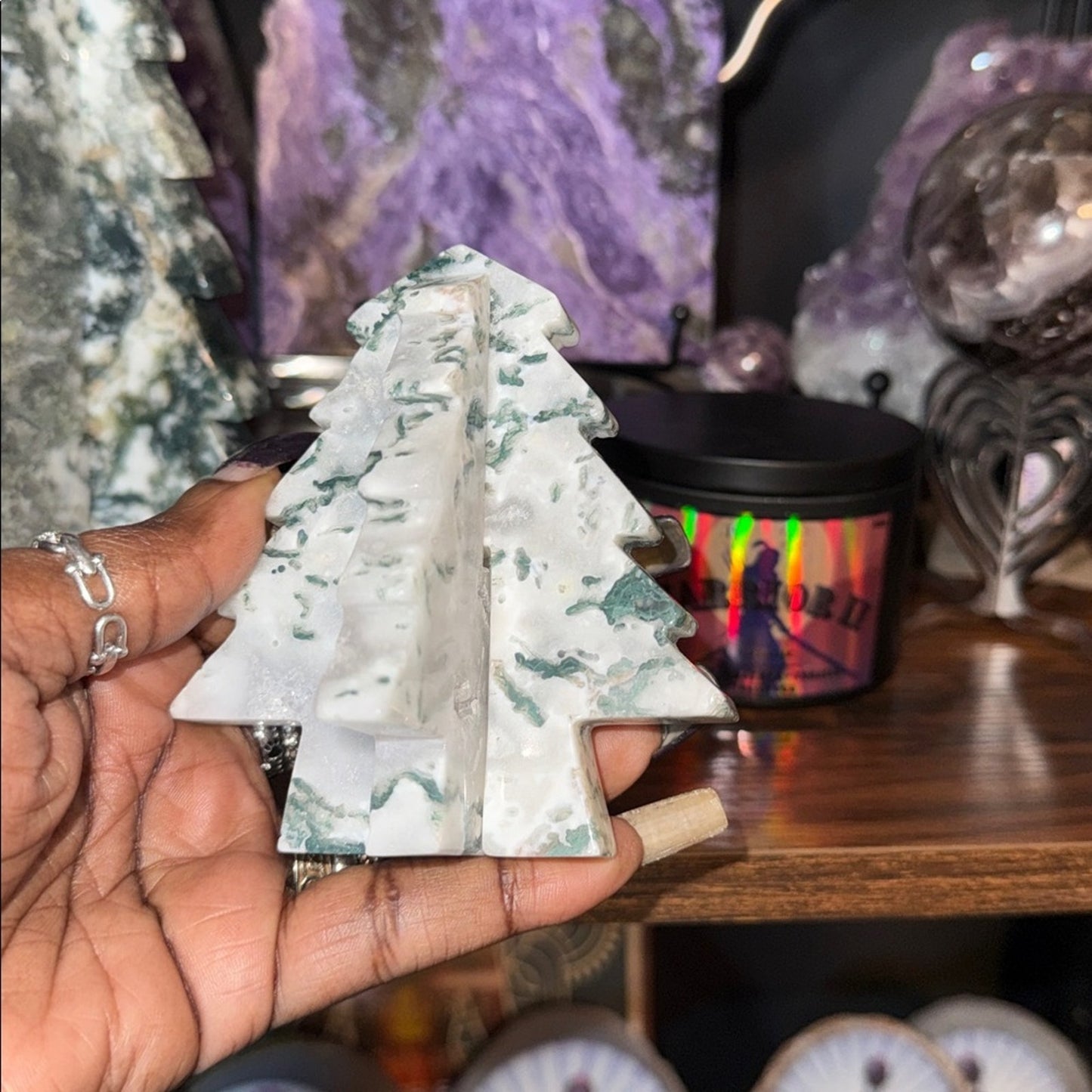 Moss Agate Tree Puzzle set