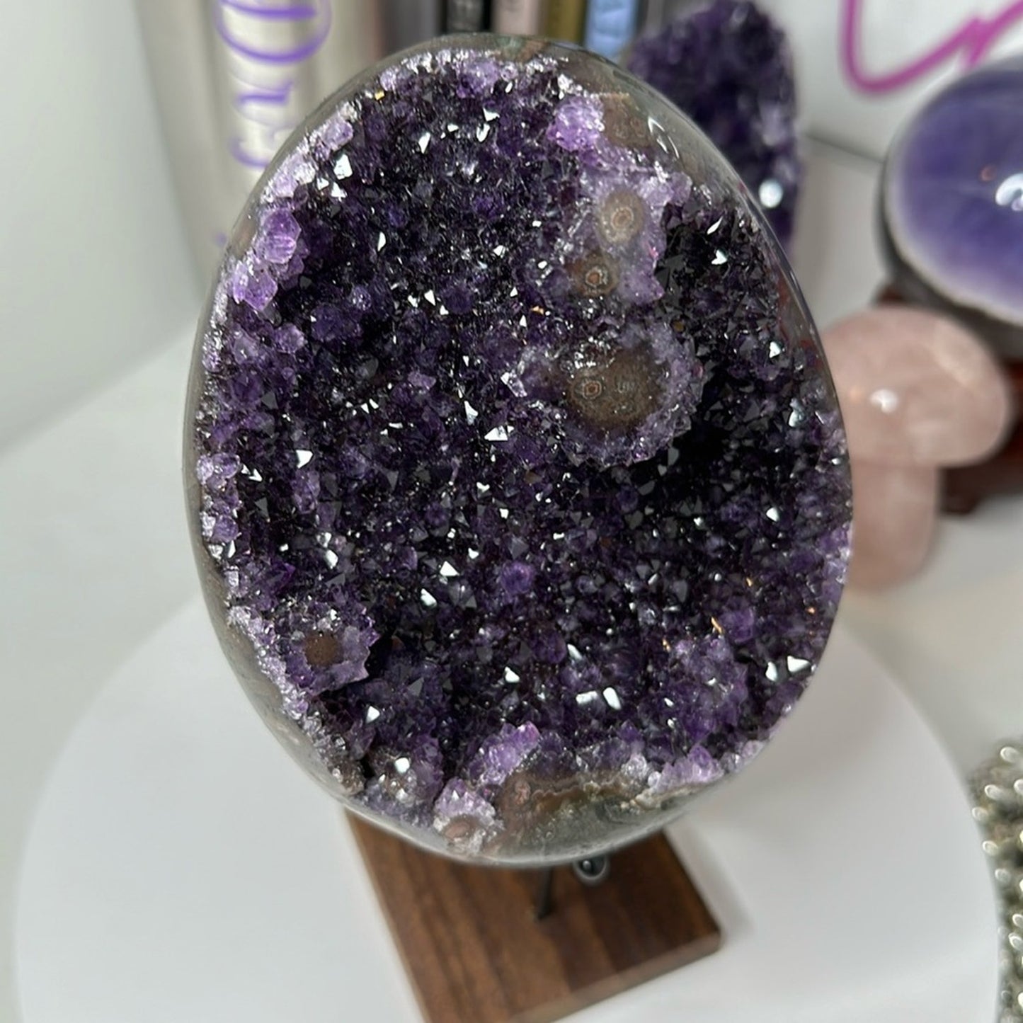 Amethyst Raw Freeform Egg Dinosaur  - DRUZYAMYEGGEYE-001 135MM