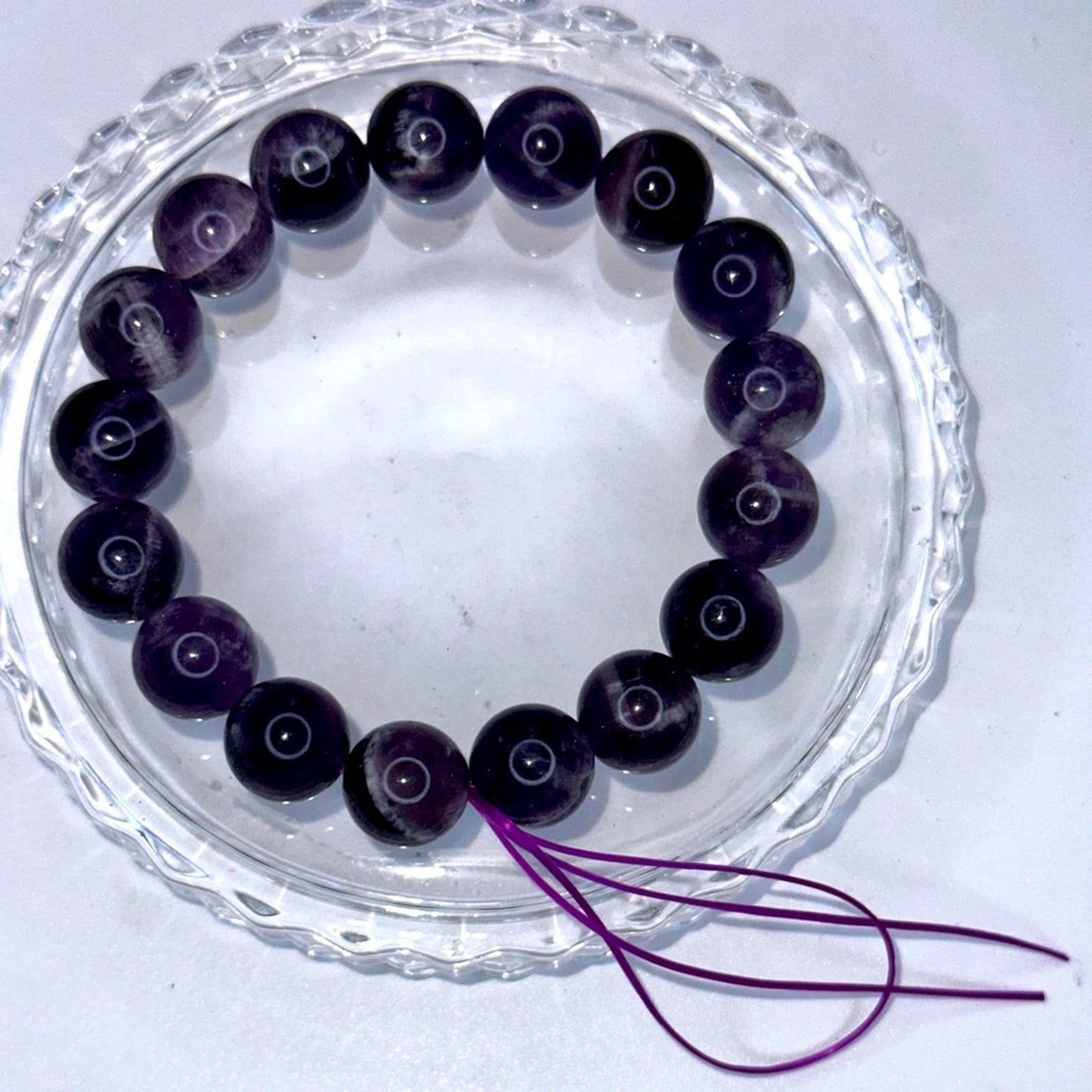 Amethyst - Dream/Chevron Natural Stone Bracelet Approx 12MM, 2.5” CHAMYBRC002