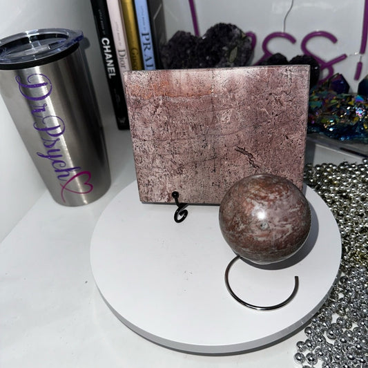 Pink Picture Jasper Slab & Sphere Set - PINKPJSLBSPHSET-001