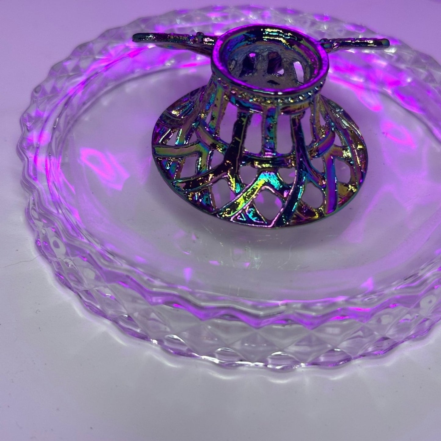 Butterfly Crystals Rocks Precious Gem Sphere Holder Stand - Rainbow Color