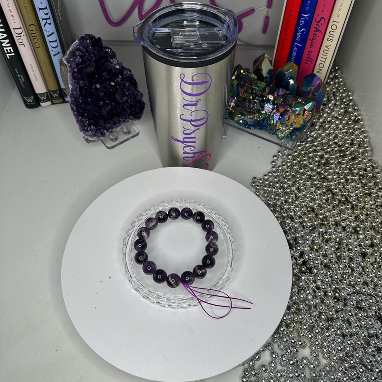 Amethyst - Dream/Chevron Natural Stone Bracelet Approx 12MM, 2.5” CHAMYBRC002